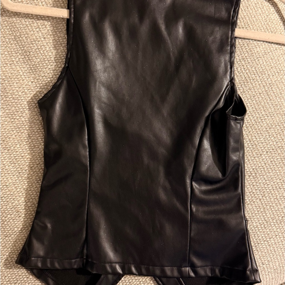 COPY - Princess Polly Black Vegan Leather Vest - Picture 2 of 3